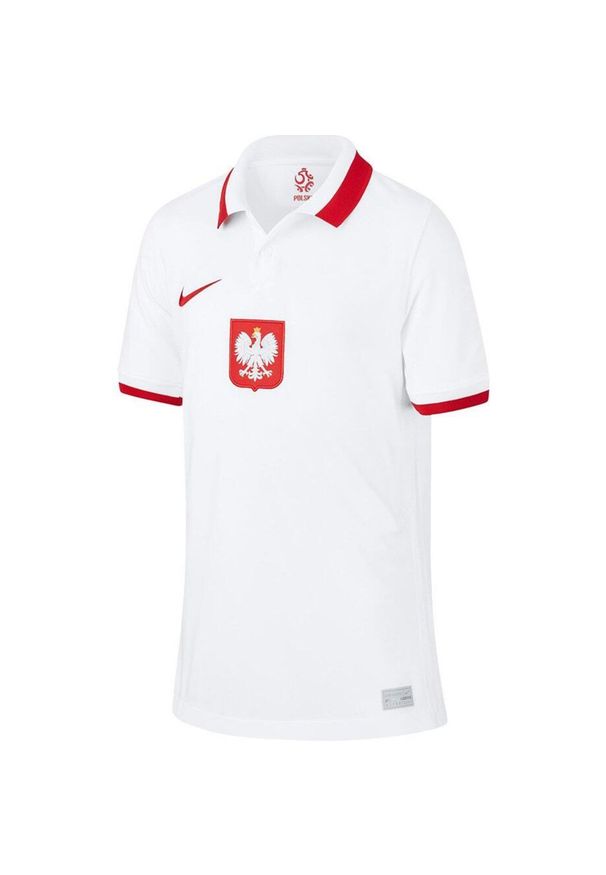 Koszulka dla dzieci Nike Polska Breathe Stadium JSY SS HOME biała CD1050 100. Kolor: czerwony