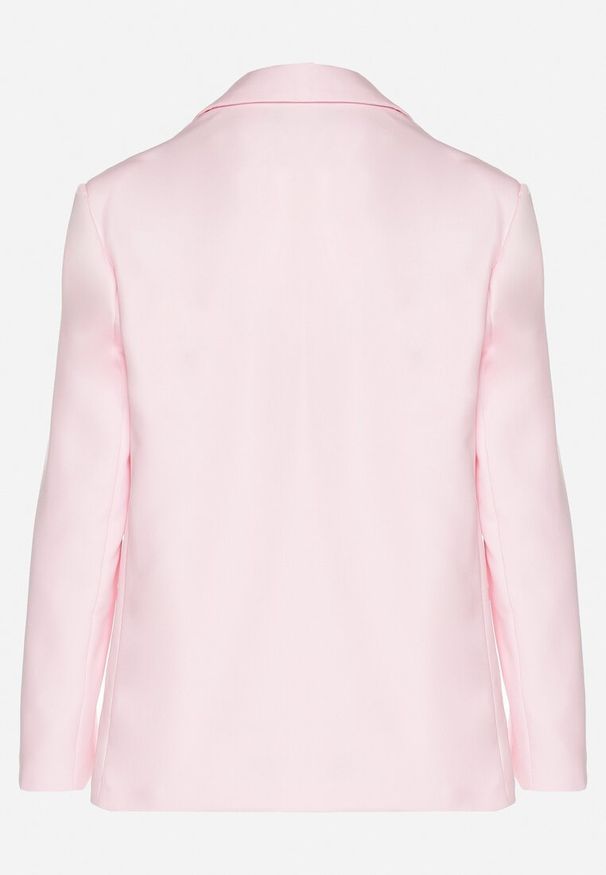 Born2be - Różowa Dwurzędowa Marynarka z Usztywnioną Linią Ramion Emiranea. Okazja: do pracy, na co dzień. Kolor: różowy. Materiał: jeans. Wzór: aplikacja. Styl: elegancki, casual, klasyczny