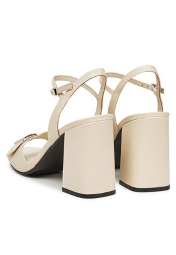 Calvin Klein Sandały Heel Sandal 85 W/Ck Hw - Lth HW0HW02485 Écru. Materiał: skóra