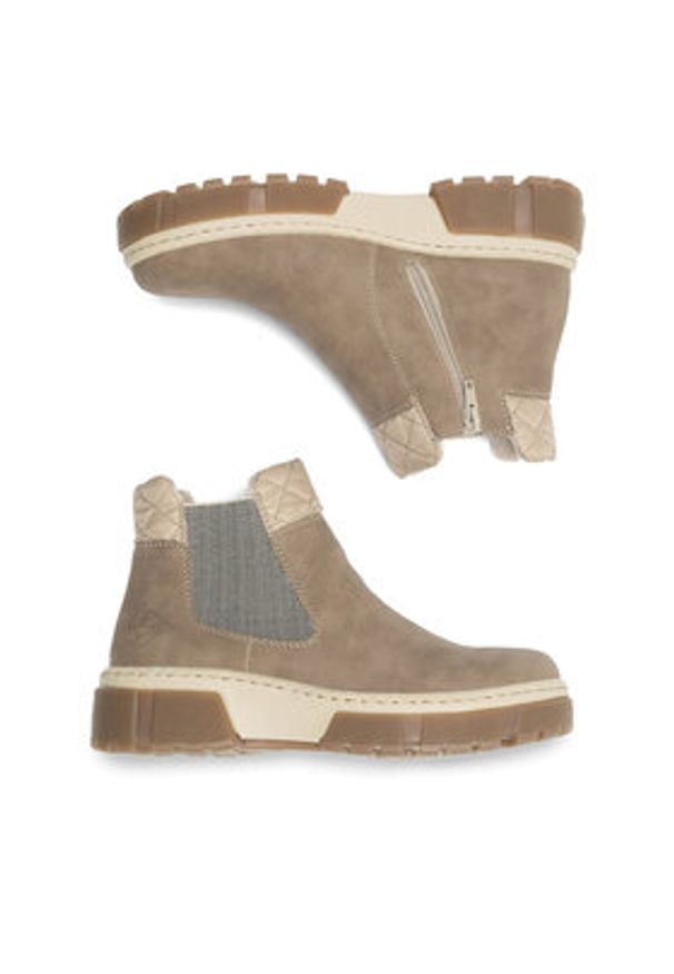 Rieker Botki X8674-64 Beżowy. Kolor: beżowy. Materiał: materiał