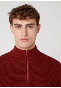 Wrangler - MĘSKI SWETER WRANGLER HALF ZIP KNIT RUSSET BROWN W8B4QOXMA 112132390
