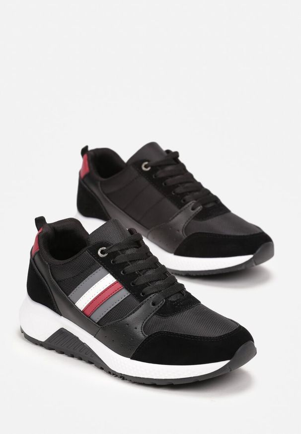Born2be - Czarne Buty Sportowe ze Sznurowaniem i Dekoracyjnymi Wstawkami Hanu. Kolor: czarny