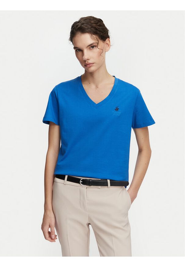 Beverly Hills Polo Club T-Shirt P-SS26W-TS516518 Niebieski Regular Fit. Typ kołnierza: polo. Kolor: niebieski. Materiał: bawełna