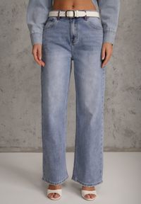 Renee - Niebieskie Jeansy High Waist Szerokie Astista. Okazja: na co dzień. Stan: podwyższony. Kolor: niebieski. Styl: casual, street #3