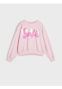 Sinsay - Bluza Barbie - różowy. Kolor: różowy. Materiał: bawełna. Wzór: nadruk