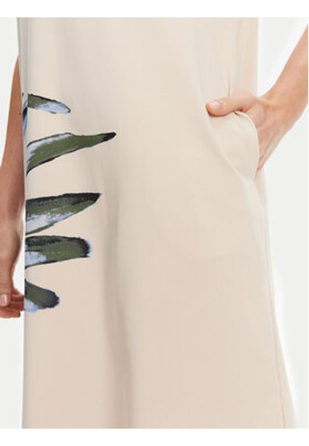 Tatuum Sukienka codzienna Radis T2509.197 Beżowy Regular Fit. Okazja: na co dzień. Kolor: beżowy. Materiał: bawełna. Typ sukienki: proste. Styl: casual