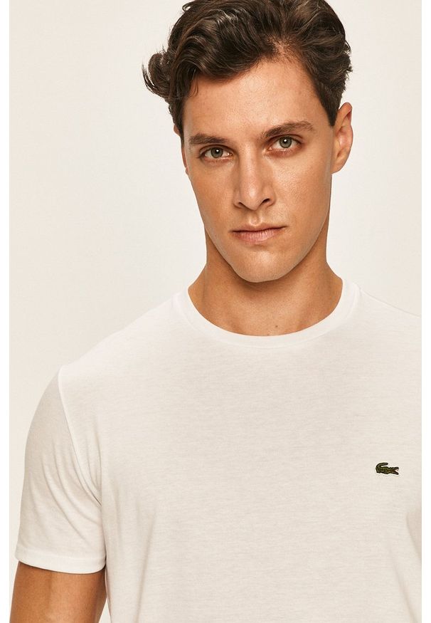 Lacoste - T-shirt. Okazja: na co dzień. Kolor: biały. Materiał: dzianina. Styl: casual