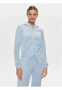 Juicy Couture Bluza Heritage Dog JCBAS223813 Błękitny Slim Fit. Kolor: niebieski. Materiał: welur