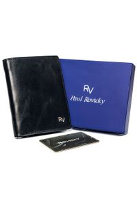 ROVICKY - Portfel męski czarny Rovicky RV-7680272-8633 BL. Kolor: czarny. Materiał: skóra