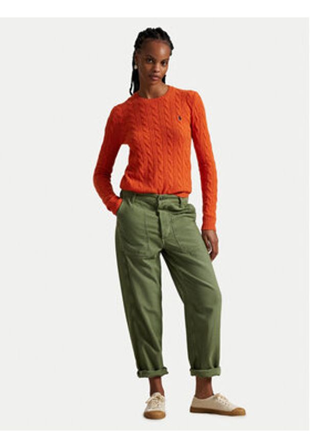 Polo Ralph Lauren Sweter 211971865010 Pomarańczowy Slim Fit. Typ kołnierza: polo. Kolor: pomarańczowy. Materiał: wełna