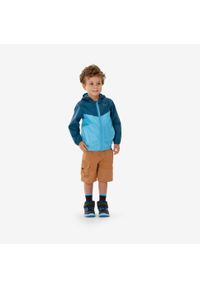 quechua - Kurtka turystyczna dla dzieci Quechua MH100 wodoodporna. Okazja: na uczelnię. Kolor: turkusowy, niebieski, wielokolorowy. Materiał: poliester, poliamid, materiał. Sezon: lato. Styl: sportowy. Sport: turystyka piesza #2
