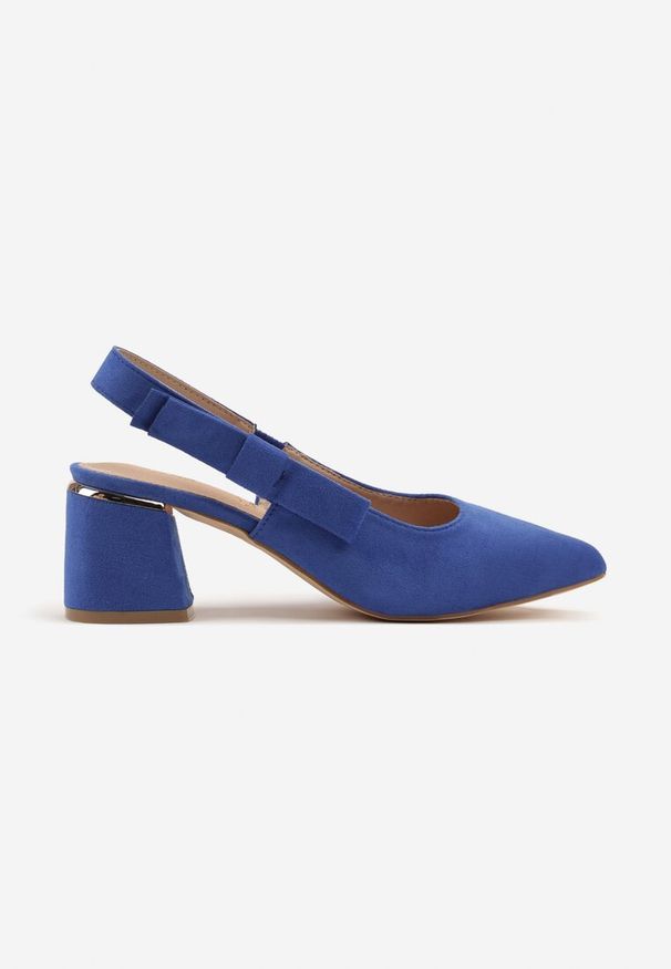 Renee - Niebieskie Sandały na Słupku Vices Slingback ze Skórzaną Wkładką Vevoline. Okazja: na co dzień, na spotkanie biznesowe, do pracy. Zapięcie: sprzączka. Kolor: niebieski. Materiał: skóra. Sezon: lato. Obcas: na słupku. Styl: klasyczny, elegancki, biznesowy, casual