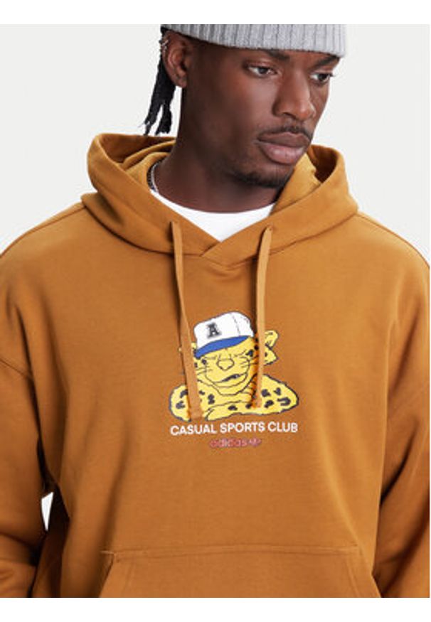 Adidas - adidas Bluza Wabash JW0167 Brązowy Loose Fit. Kolor: brązowy. Materiał: bawełna