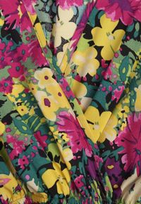 Born2be - Żółto-Różowa Sukienka Oceshi. Typ kołnierza: kokarda, kołnierz z falbankami. Kolor: żółty. Materiał: materiał. Wzór: kwiaty. Typ sukienki: kopertowe. Długość: maxi #5