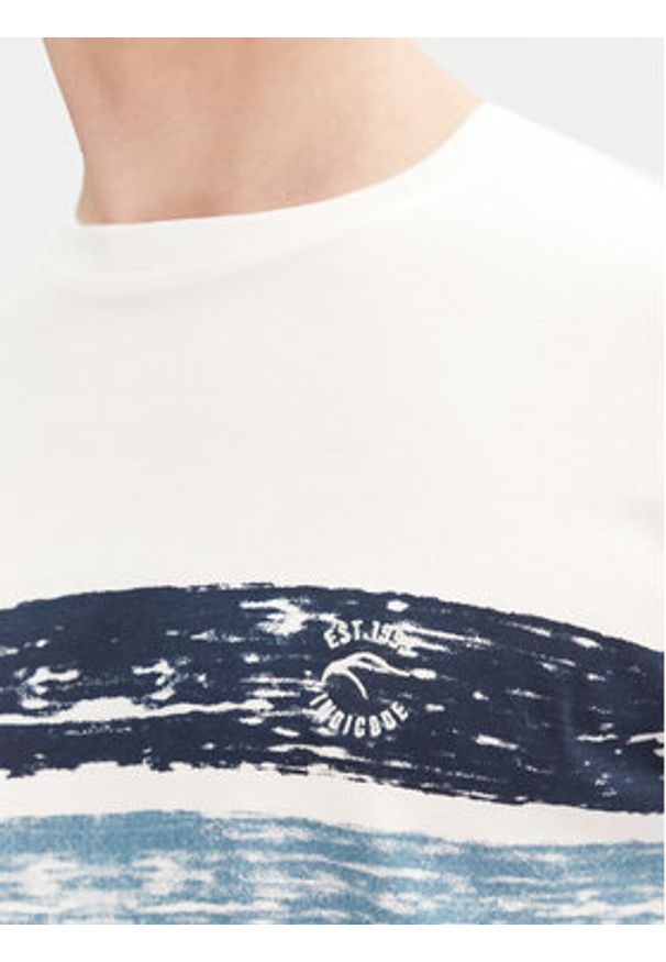 INDICODE T-Shirt Caron 41-051 Granatowy Regular Fit. Kolor: biały. Materiał: bawełna