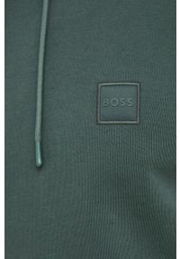 BOSS Orange - BOSS bluza bawełniana BOSS ORANGE męska kolor zielony z kapturem gładka. Okazja: na co dzień. Typ kołnierza: kaptur. Kolor: zielony. Materiał: bawełna. Wzór: gładki. Styl: casual #4