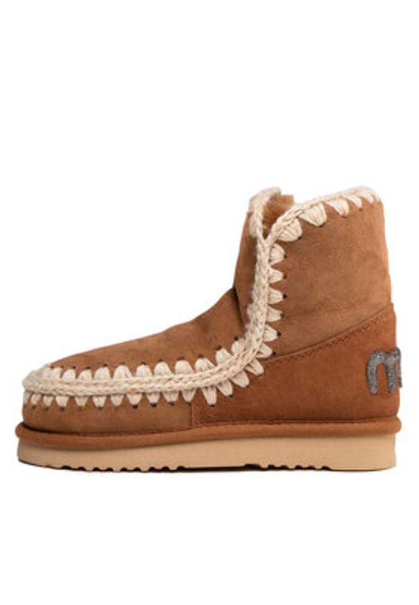 Mou Śniegowce Eskimo 18 Glitter Logo MU.FW101050A Brązowy. Kolor: brązowy. Materiał: skóra