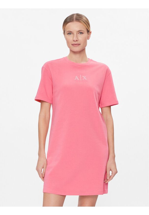 Armani Exchange Sukienka codzienna 3DYA89 YJFHZ 14BH Różowy Regular Fit. Okazja: na co dzień. Kolor: różowy. Materiał: bawełna. Typ sukienki: proste. Styl: casual