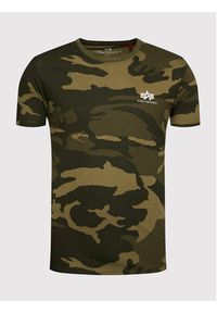 Alpha Industries T-Shirt Backprint T Camo 128507C Zielony Regular Fit. Kolor: zielony. Materiał: bawełna #3