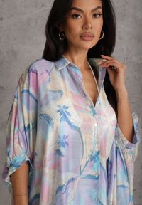 Renee - Niebieska Nietoperzowa Koszula z Bawełną o Fasonie Oversize Celista. Okazja: na co dzień. Kolor: niebieski. Materiał: bawełna. Styl: casual, elegancki #8