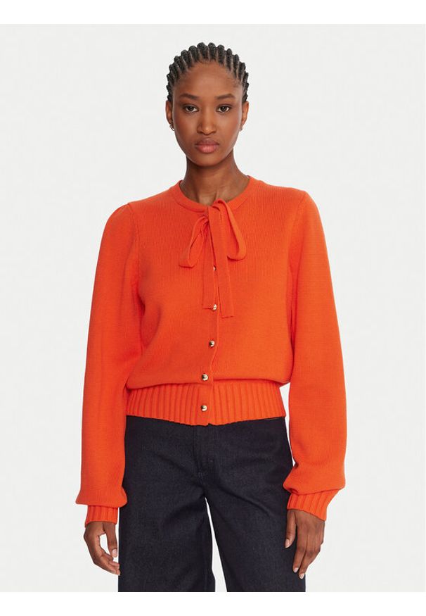 French Connection Kardigan 78ZCW Pomarańczowy Regular Fit. Kolor: pomarańczowy. Materiał: bawełna, syntetyk