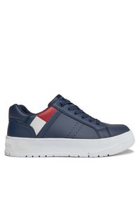 TOMMY HILFIGER - Tommy Hilfiger Sneakersy Flag Low Cut Lace-Up Sneaker T3X9-33356-1355 S Granatowy. Kolor: niebieski. Materiał: skóra