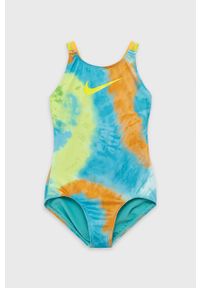 Nike Kids strój kąpielowy dziecięcy kolor turkusowy. Kolor: turkusowy. Materiał: materiał, dzianina. Rodzaj stanika: odpinane ramiączka