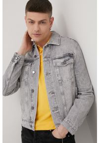 Superdry kurtka jeansowa męska kolor szary przejściowa. Okazja: na co dzień. Kolor: szary. Materiał: jeans. Styl: casual #3