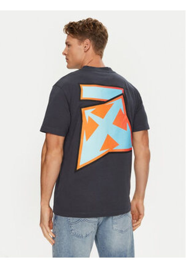 OFF-WHITE - Off-White T-Shirt OMAA027F22JER0074641 Granatowy Regular Fit. Kolor: niebieski. Materiał: bawełna