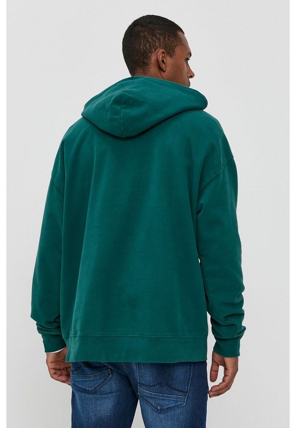 Levi's® - Levi's Bluza bawełniana męska kolor zielony z kapturem z aplikacją. Okazja: na spotkanie biznesowe. Typ kołnierza: kaptur. Kolor: zielony. Materiał: bawełna. Wzór: aplikacja. Styl: biznesowy