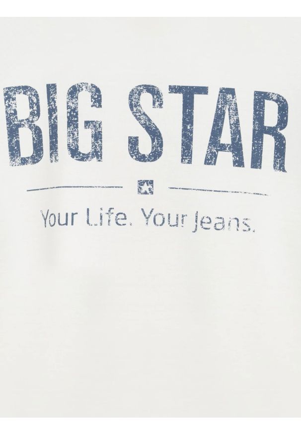 Big-Star - Bluza męska z logo BIG STAR biała Setor 100. Kolor: biały. Materiał: bawełna, jeans. Wzór: nadruk, ze splotem. Styl: klasyczny