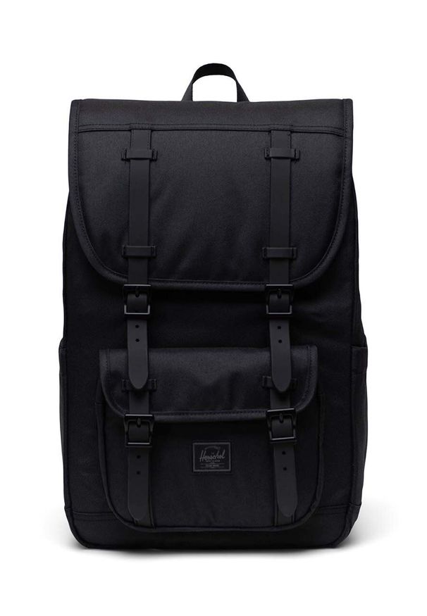 Herschel plecak 11391-05881-O Little America Mid Backpack kolor czarny duży gładki. Kolor: czarny. Materiał: włókno, materiał. Wzór: gładki