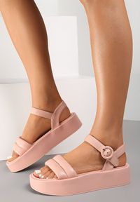 Renee - Różowe Sandały Larimisia. Nosek buta: okrągły. Zapięcie: pasek. Kolor: różowy. Obcas: na platformie #1