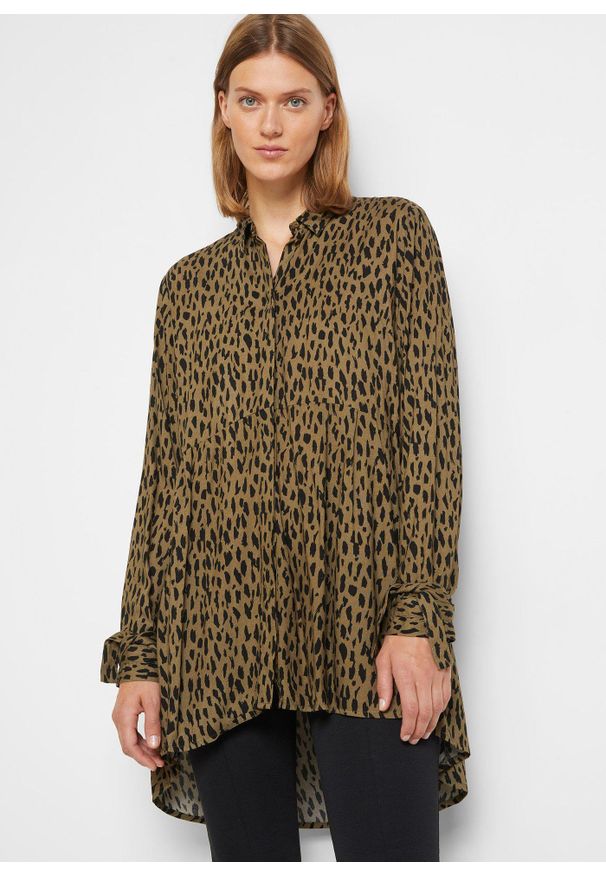 bonprix - Bluzka z dłuższym tyłem. Kolor: czarny. Materiał: materiał. Długość: długie