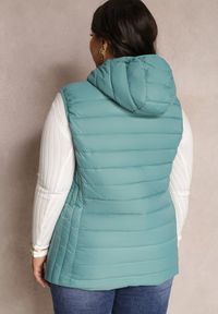 Renee - Miętowa Kamizelka Pikowana z Kapturem Olava. Okazja: do pracy, na uczelnię, na co dzień. Typ kołnierza: kaptur. Kolekcja: plus size. Kolor: miętowy. Materiał: materiał. Wzór: gładki. Styl: casual #3