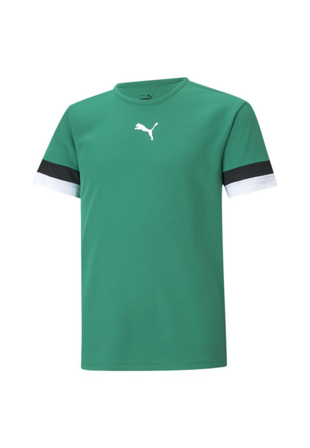 Koszulka piłkarska dla dzieci Puma teamRISE Jersey Jr. Kolor: wielokolorowy, czarny, zielony. Materiał: jersey. Sport: piłka nożna