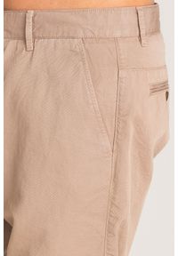 JOOP! Jeans - Beżowe szorty Joop Jeans Melvin. Kolor: beżowy. Materiał: materiał, bawełna, len, prążkowany. Wzór: aplikacja #3