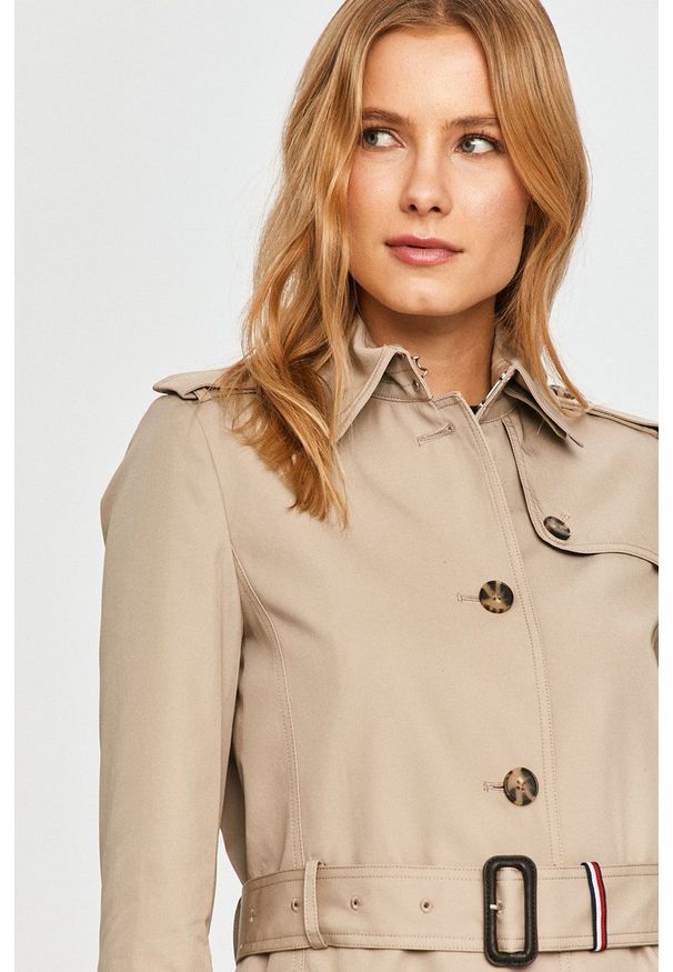 TOMMY HILFIGER - Tommy Hilfiger - Trencz. Okazja: na co dzień. Kolor: szary. Styl: casual