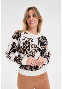 MOODO - Sweter z kwiaty ecru. Materiał: poliamid, poliester, wiskoza. Wzór: kwiaty #1