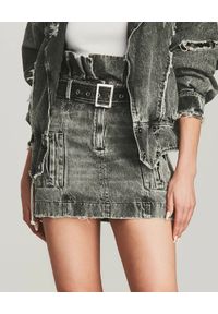 RETROFETE - Spódnica mini Shalina. Kolor: szary. Materiał: jeans, bawełna. Wzór: aplikacja