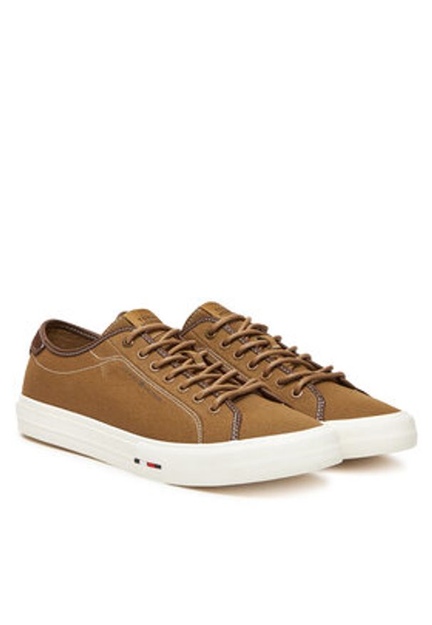 TOMMY HILFIGER - Tommy Hilfiger Tenisówki Hi Vulc Street Canvas FM0FM05515 Brązowy. Kolor: brązowy. Materiał: materiał. Styl: street