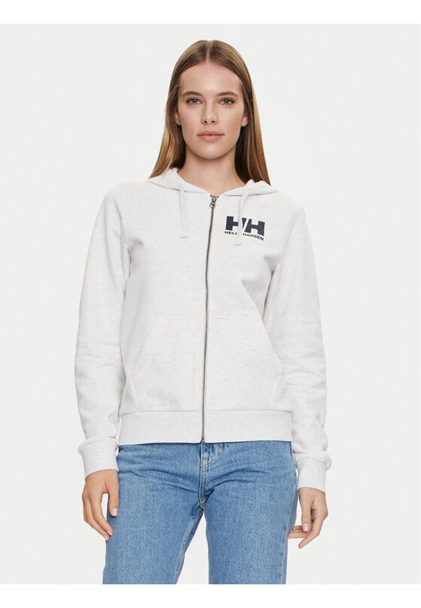 Helly Hansen Bluza W Hh Logo Full Zip Hoodie 2.0 34461 Biały Regular Fit. Kolor: biały. Materiał: bawełna