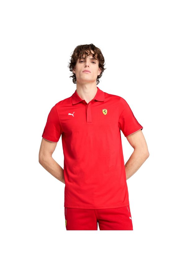 Koszulka Puma Ferrari Race Cloudspun Polo, Mężczyźni. Typ kołnierza: polo. Kolor: czerwony. Materiał: poliester, materiał