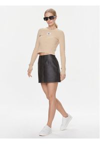 Calvin Klein Jeans Spódnica z imitacji skóry J20J222554 Czarny Regular Fit. Kolor: czarny. Materiał: skóra