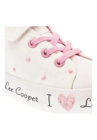 Białe Trampki Lee Cooper Modne Buty Dla Dziewczynki. Okazja: na spacer. Kolor: biały. Materiał: materiał. Wzór: aplikacja, nadruk, napisy