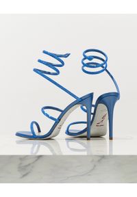RENE CAOVILLA - Niebieskie szpilki z kryształami Cleo. Nosek buta: okrągły. Zapięcie: pasek. Kolor: niebieski. Wzór: aplikacja. Obcas: na szpilce. Wysokość obcasa: średni #4