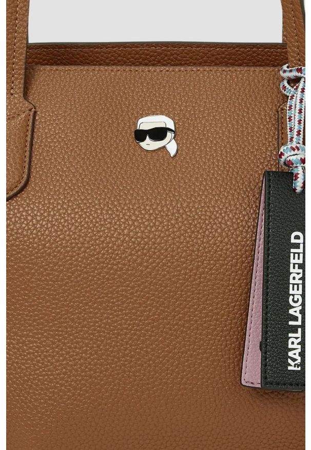 Karl Lagerfeld - KARL LAGERFELD Brązowa shopperka Ikon Pebble. Kolor: brązowy. Styl: casual, elegancki