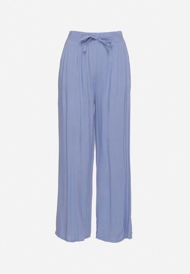 Born2be - Niebieskie Wiskozowe Spodnie o Szerokim Kroju z Wysokim Stanem Nairolla. Okazja: na co dzień. Stan: podwyższony. Kolor: niebieski. Materiał: wiskoza. Długość: długie. Styl: elegancki, casual