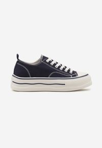 Born2be - Granatowe Klasyczne Trampki na Grubej Podeszwie Natileva. Okazja: na co dzień. Kolor: niebieski. Materiał: jeans. Szerokość cholewki: normalna. Styl: klasyczny #4