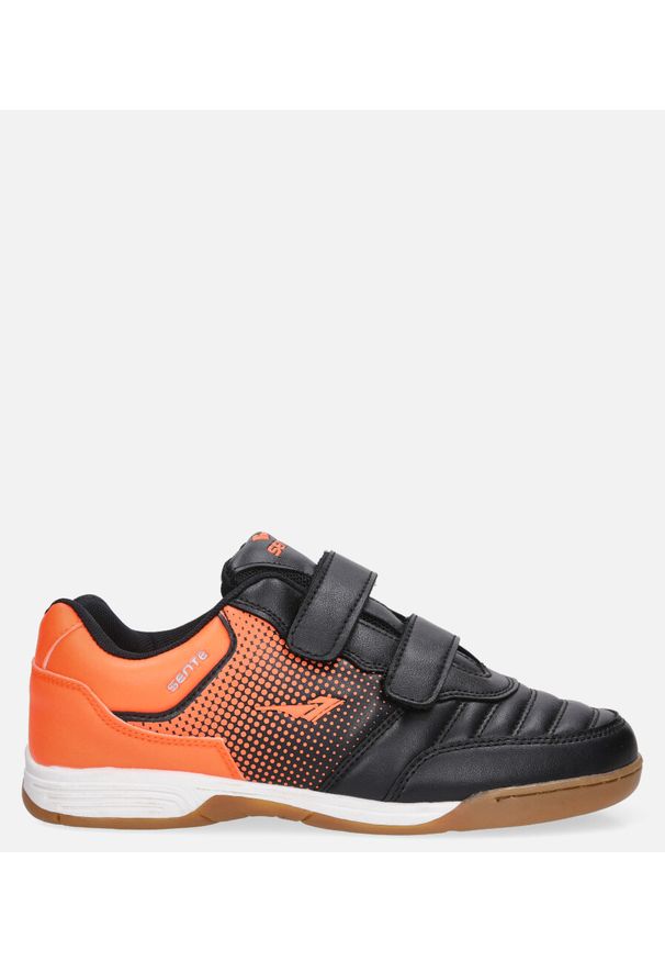 Casu - Czarne buty sportowe halówki na rzepy casu a1601b-1. Zapięcie: rzepy. Kolor: czarny, wielokolorowy, pomarańczowy